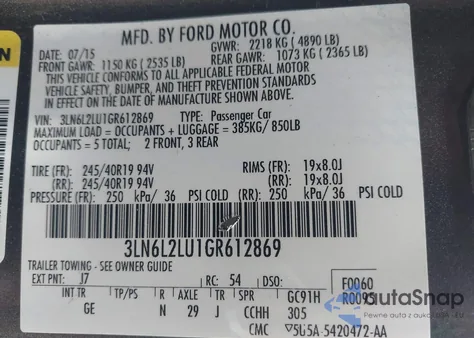 2016 Lincoln Mkz Hybrid from USA, damaged, VIN 3LN6L2LU1GR612869